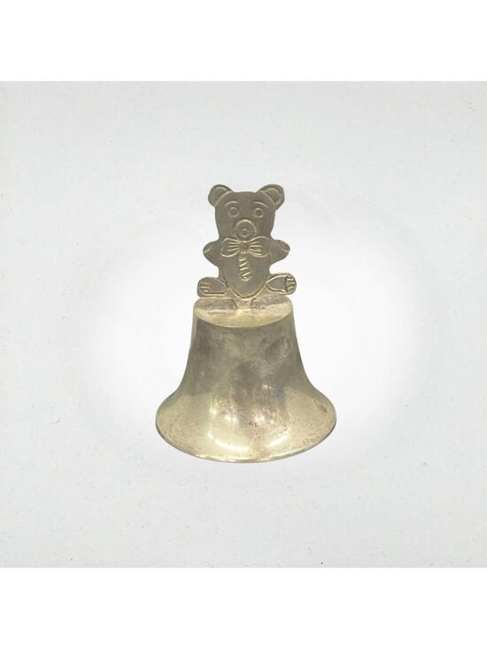 Vintage Other - Vintage Ornate Teddy Bear Metal Bell Silverplate